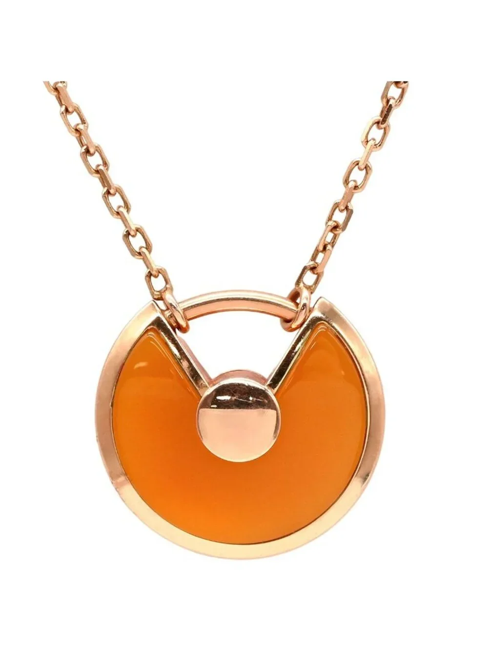 Cartier Necklace Amulette de Cartier XS Orange Pink Gold PG 18k Diamond